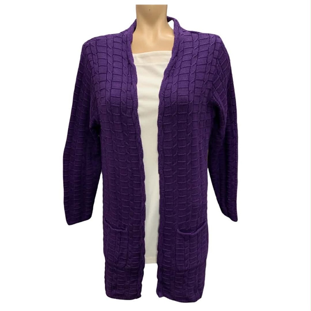Leo & Nicole Deep Purple Textured Cardigan Size XL